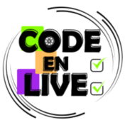 Logo Code en Live, stage de code de la route accompagné en ligne et en direct pour préparer le permis B.