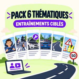 Pack de 6 entraînements thématiques collectifs du Code de la route en ligne